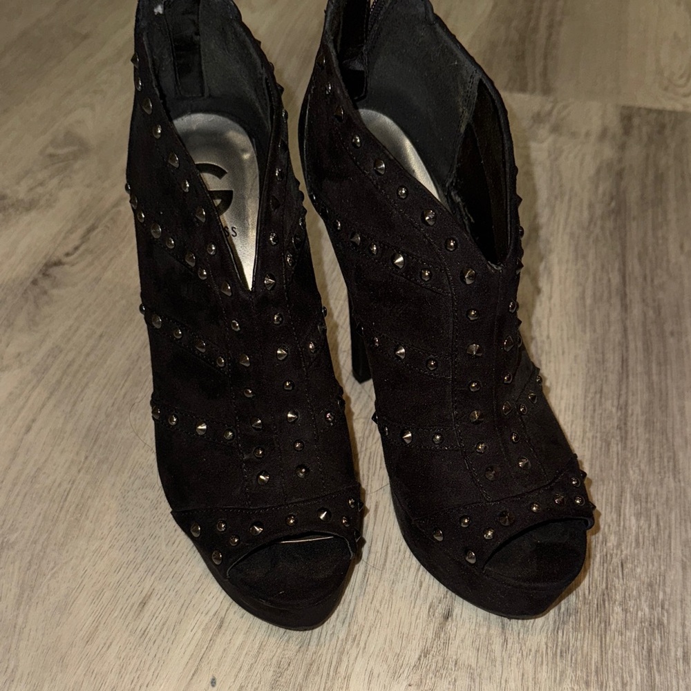 Guess Black Studded Heeled Boots